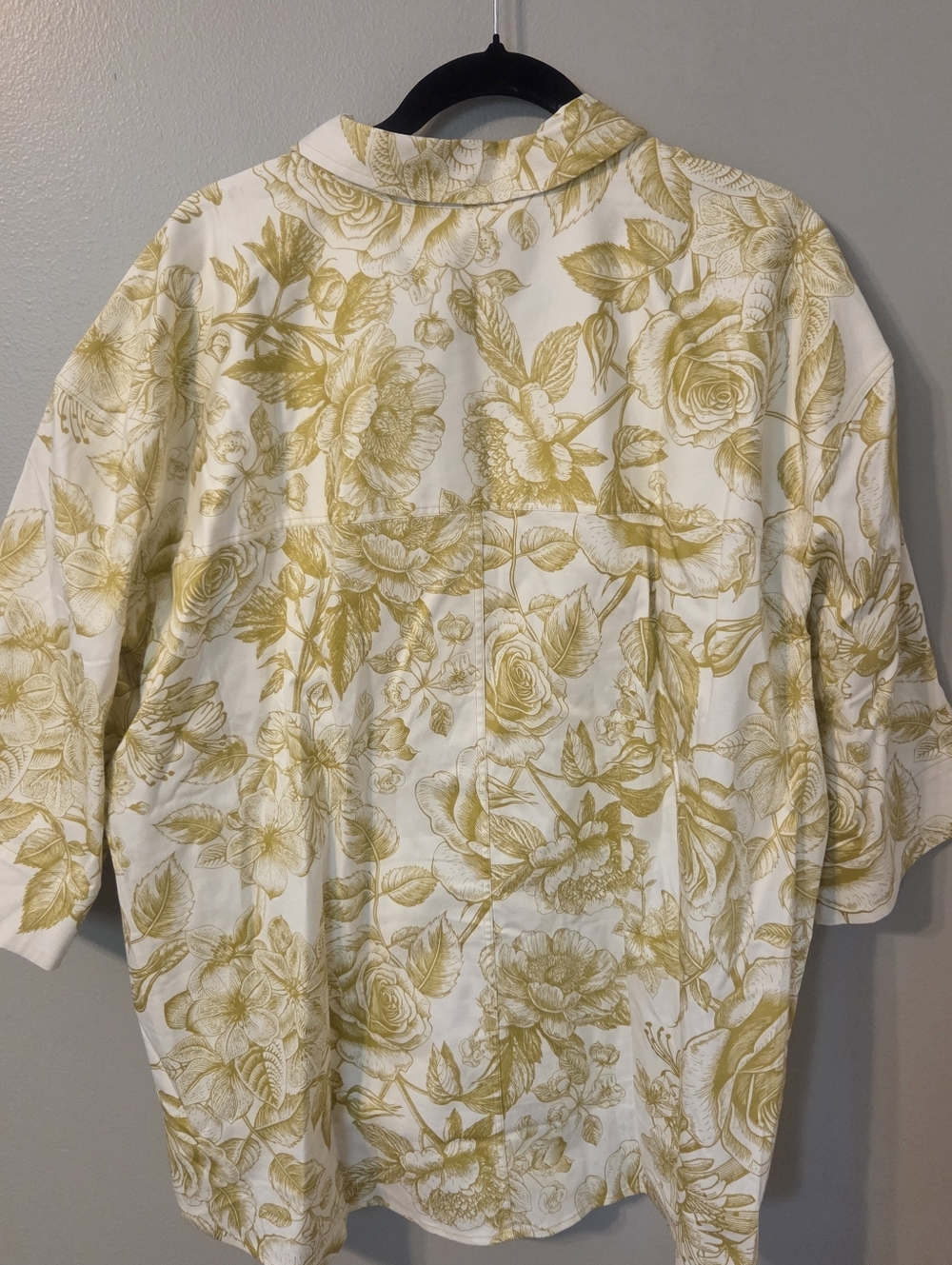 Carla Rockmore Womens Yellow Floral Cinch Waist Preppy Coastal Shirt Sz XL - Picture 3 of 8